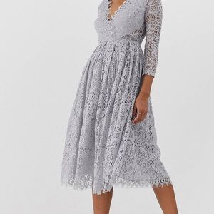ASOS long sleeve lace midi dress